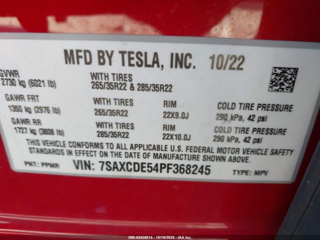 2023 TESLA MODEL X 7SAXCDE54PF368245 Photo 8