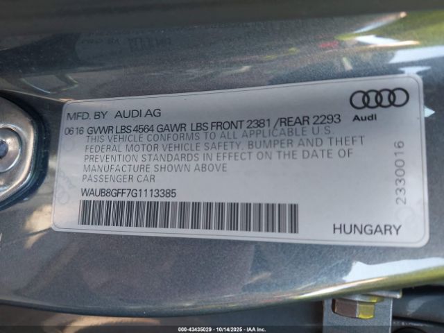 2016 AUDI A3 WAUB8GFF7G1113385 Photo 8