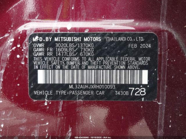 2024 MITSUBISHI MIRAGE ML32AUHJXRH010093 Photo 8