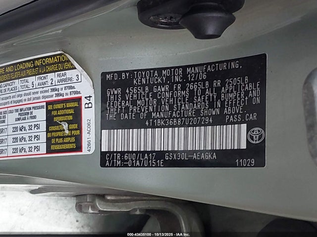 2007 TOYOTA AVALON 4T1BK36B87U207294 Photo 8