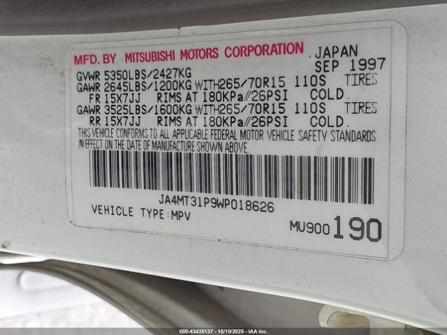 1998 MITSUBISHI MONTERO SPORT JA4MT31P9WP018626 Photo 8