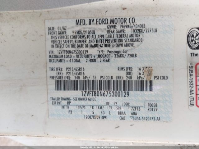 2007 FORD MUSTANG 1ZVFT80N675300129 Photo 8