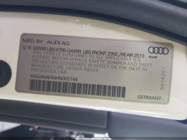 2017 AUDI A4 WAUANAF48HN002144 Photo 8