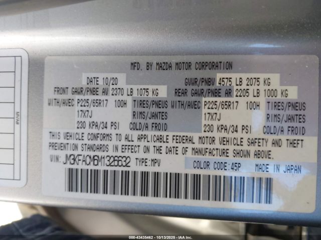 2021 MAZDA CX-5 JM3KFACM6M1326632 Photo 8