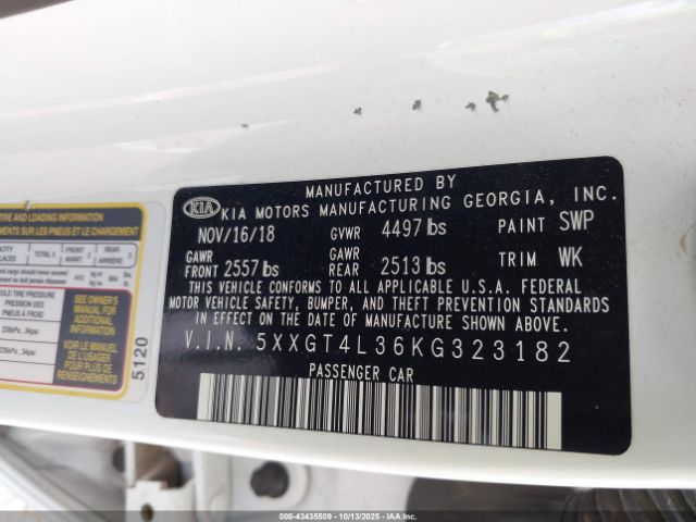 2019 KIA OPTIMA 5XXGT4L36KG323182 Photo 8