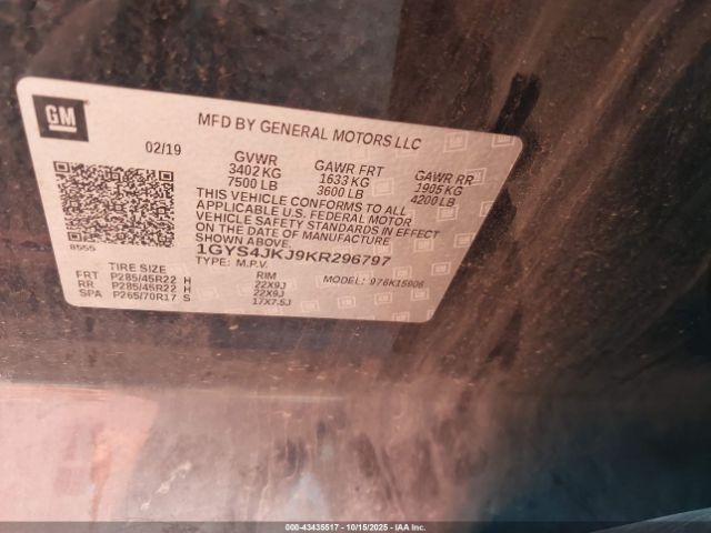 2019 CADILLAC ESCALADE ESV 1GYS4JKJ9KR296797 Photo 8