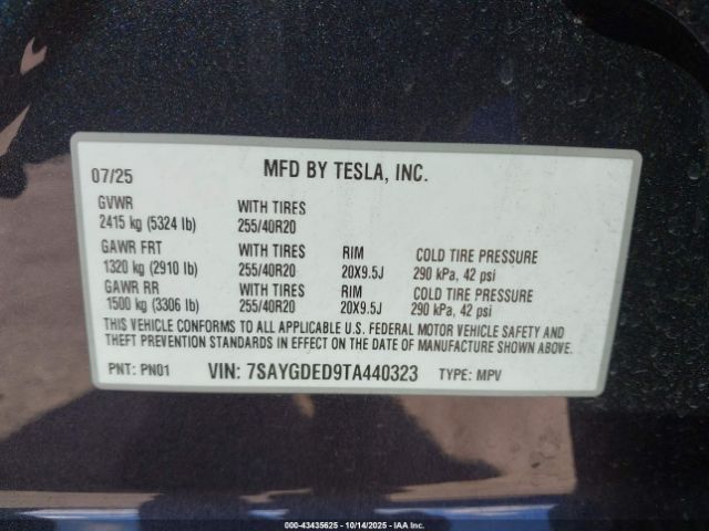 2026 TESLA MODEL Y 7SAYGDED9TA440323 Photo 8