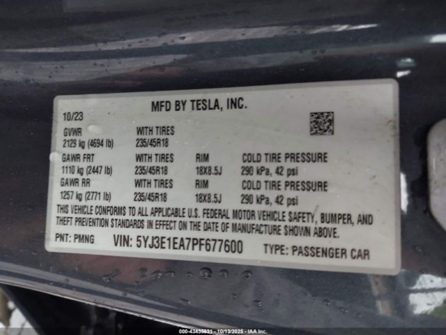 2023 TESLA MODEL 3 5YJ3E1EA7PF677600 Photo 8