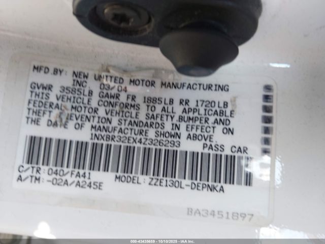 2004 TOYOTA COROLLA 1NXBR32EX4Z326293 Photo 8