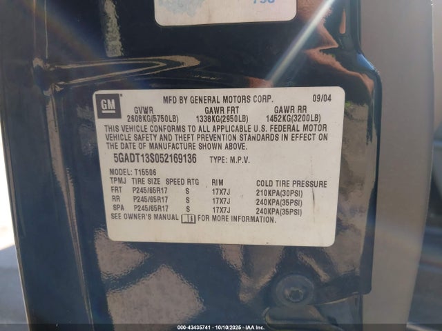 2005 BUICK RAINIER 5GADT13S052169136 Photo 8
