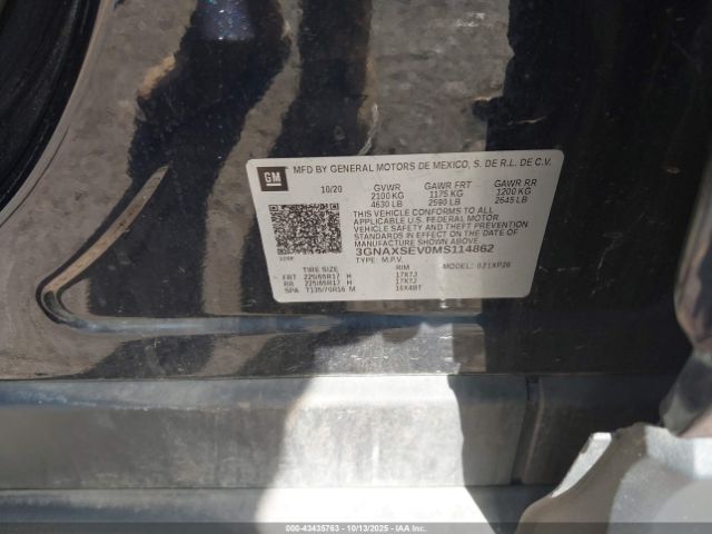 2021 CHEVROLET EQUINOX 3GNAXSEV0MS114862 Photo 8