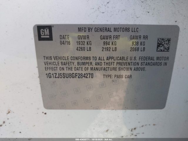 2016 CHEVROLET MALIBU HYBRID 1G1ZJ5SU8GF284270 Photo 8