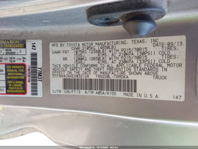 2014 TOYOTA TACOMA 5TFNX4CNXEX032128 Photo 8