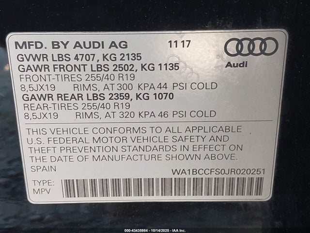 2018 AUDI Q3 WA1BCCFS0JR020251 Photo 8