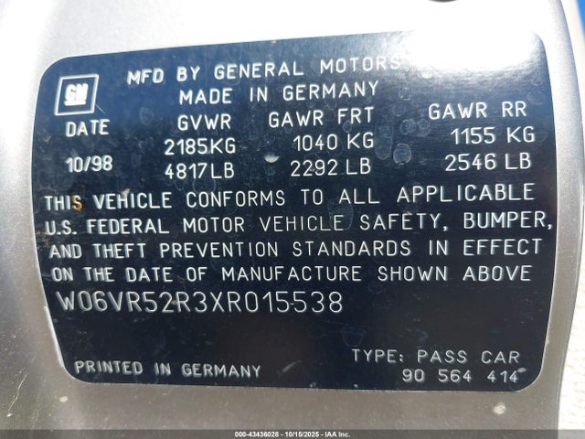 1999 CADILLAC CATERA W06VR52R3XR015538 Photo 8