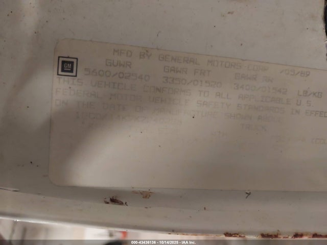 1989 CHEVROLET GMT-400 1GCDK14K9KZ240238 Photo 8