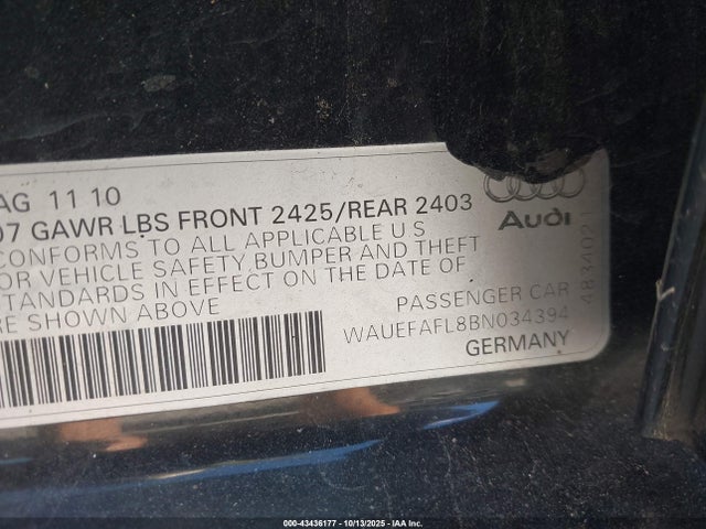 2011 AUDI A4 WAUEFAFL8BN034394 Photo 8