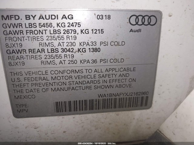 2018 AUDI Q5 WA1BNAFYXJ2162960 Photo 8