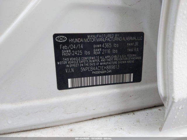 5NPEB4AC1EH889613 Hyundai SONATA GLS