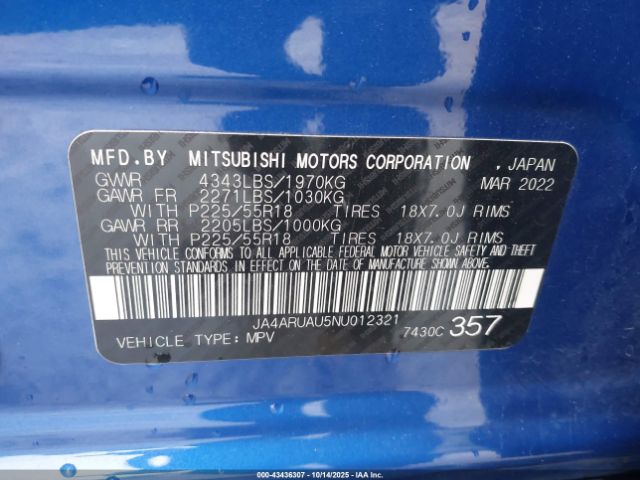 2022 MITSUBISHI OUTLANDER SPORT JA4ARUAU5NU012321 Photo 8