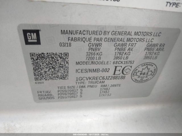 2018 CHEVROLET SILVERADO 1500 1GCVKREC6JZ288188 Photo 8