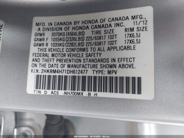2013 HONDA CR-V 2HKRM4H71DH612477 Photo 8