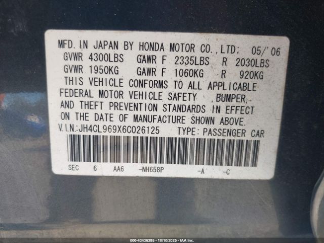 2006 ACURA TSX JH4CL969X6C026125 Photo 8