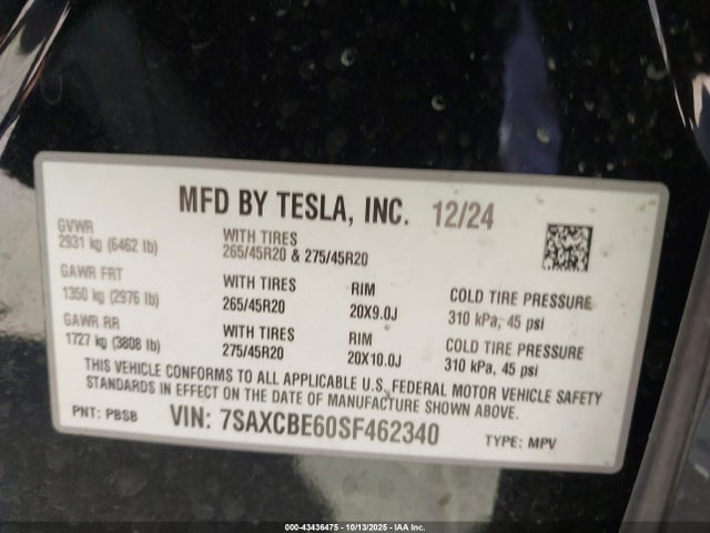 2025 TESLA MODEL X 7SAXCBE60SF462340 Photo 8