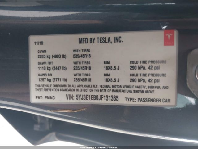 2018 TESLA MODEL 3 5YJ3E1EB0JF131365 Photo 8