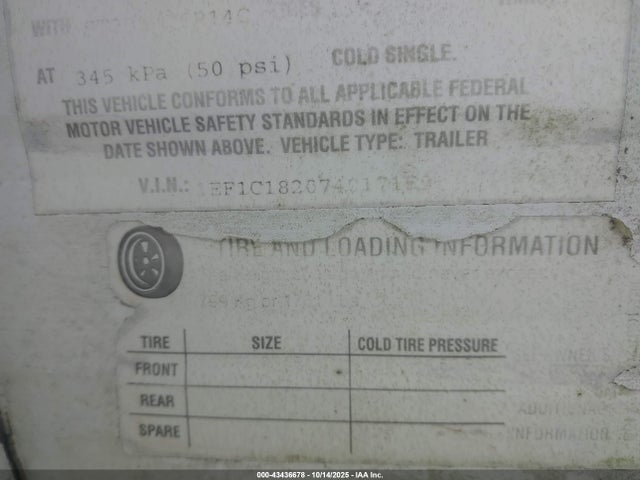 43436678 :رقم المزاد ، 1EF1C182074017159 vin ، 2007 Fleetwood Mallard مزاد بيع