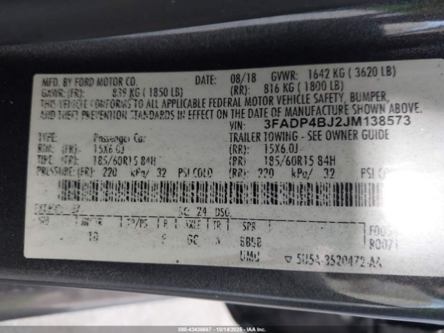 2018 FORD FIESTA 3FADP4BJ2JM138573 Photo 8