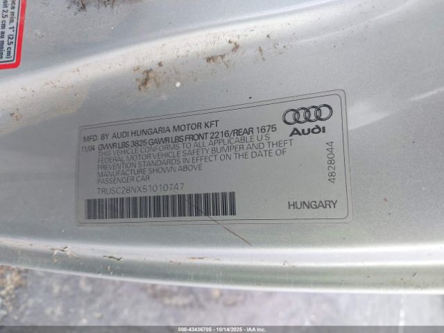 2005 AUDI TT TRUSC28NX51010747 Photo 8