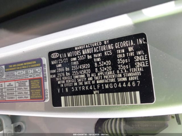 2021 KIA SORENTO 5XYRK4LF1MG044467 Photo 8