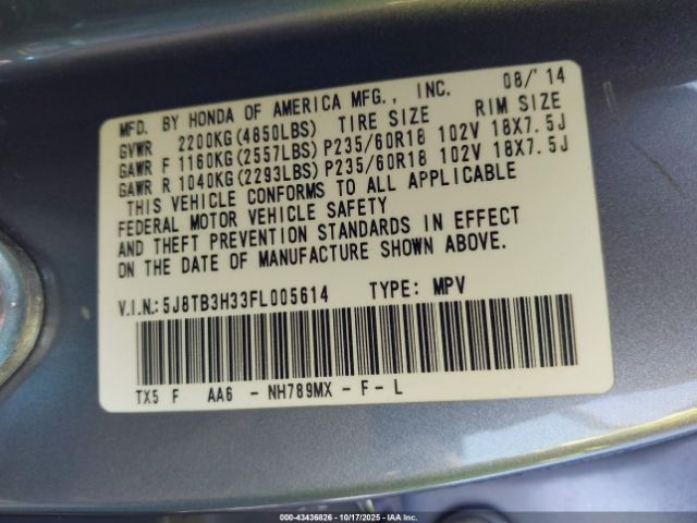 2015 ACURA RDX 5J8TB3H33FL005614 Photo 8