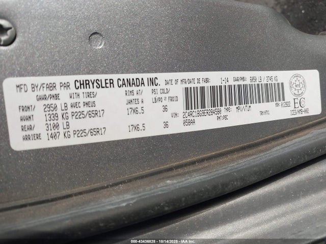 Aukcja sprzedaży 2014 Chrysler Town & Country Touring, vin: 2C4RC1BG9ER284580, numer aukcji: 43436828