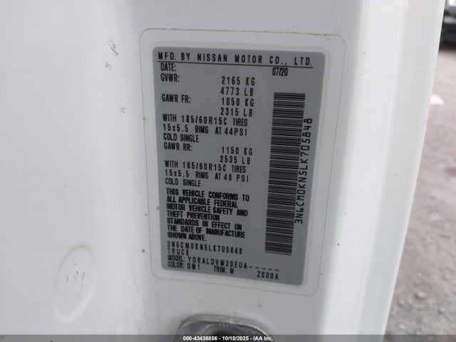 3N6CM0KN5LK705848 Nissan Nv200 Cargo S Xtronic Cvt