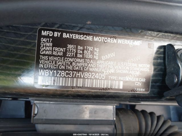 2017 BMW I3 WBY1Z8C37HV892405 Photo 8