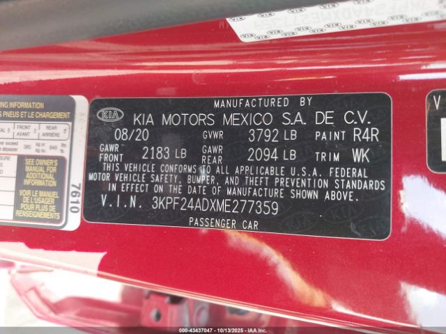 2021 KIA FORTE 3KPF24ADXME277359 Photo 8