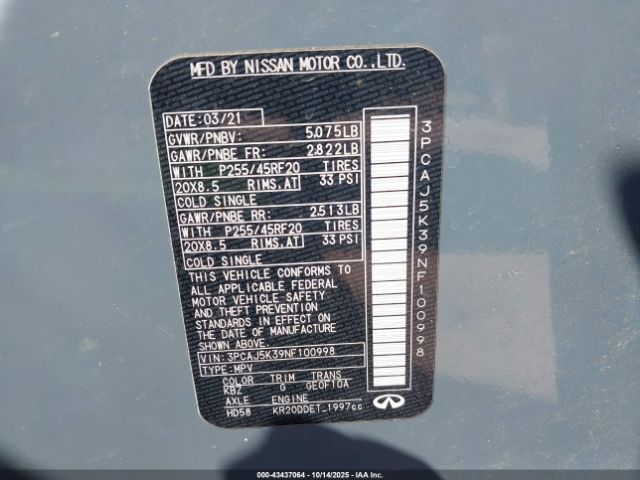 2022 INFINITI QX55 3PCAJ5K39NF100998 Photo 8