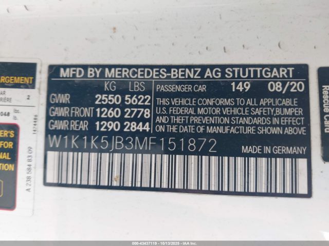 2021 MERCEDES-BENZ E 450 W1K1K5JB3MF151872 Photo 8