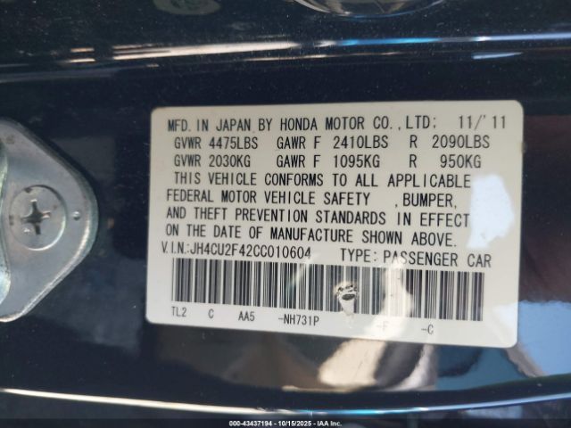 2012 ACURA TSX JH4CU2F42CC010604 Photo 8