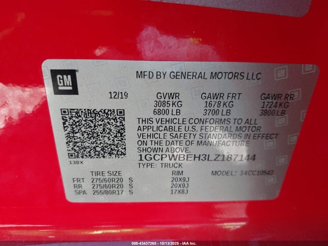 1GCPWBEH3LZ187144 Chevrolet Silverado 1500 2wd Short Bed Custom