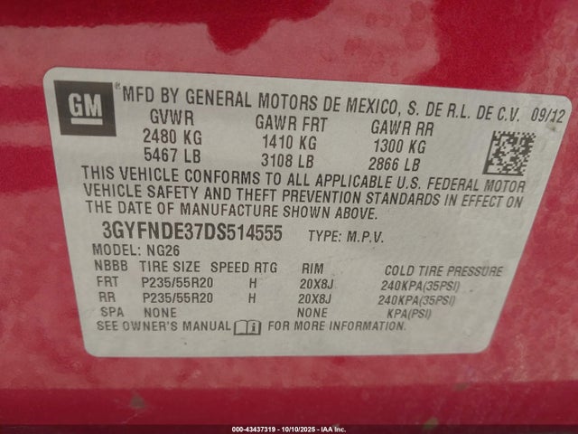 2013 CADILLAC SRX 3GYFNDE37DS514555 Photo 8