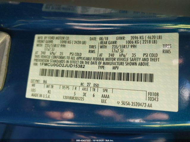 2018 FORD ESCAPE 1FMCU0GD2JUD15382 Photo 8