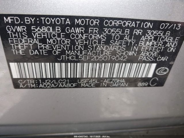 2013 LEXUS LS 460 JTHCL5EF2D5019042 Photo 8
