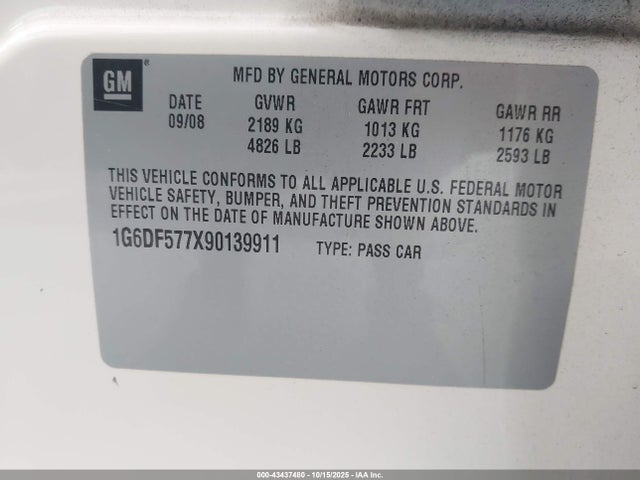 2009 CADILLAC CTS 1G6DF577X90139911 Photo 8