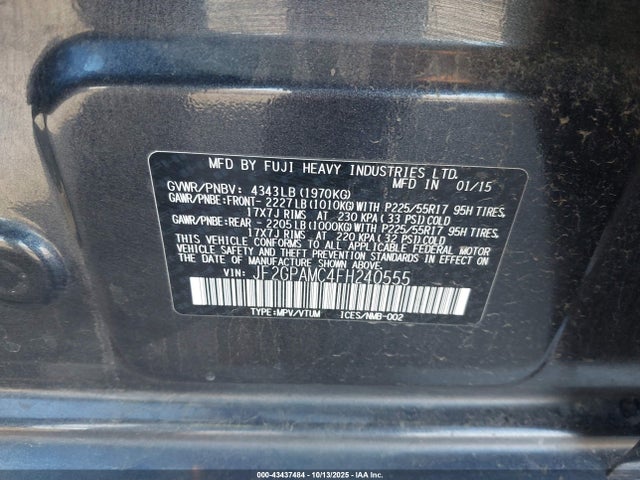 JF2GPAMC4FH240555 Subaru 2.0l naturally aapirated