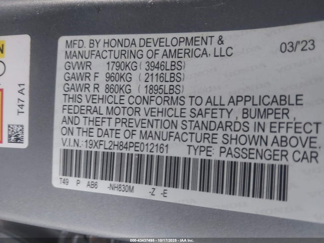 19XFL2H84PE012161 Honda Civic Sport