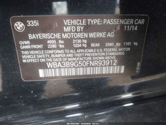 2015 BMW 335I WBA3B9G50FNR93912 Photo 8
