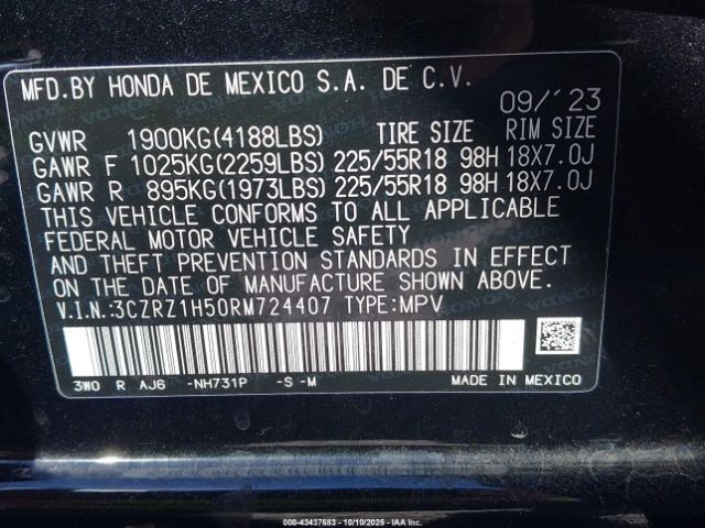 2024 HONDA HR-V 3CZRZ1H50RM724407 Photo 8